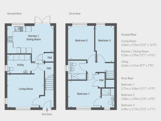 Floor plan 3 bedroom house - artist's impression subject to change